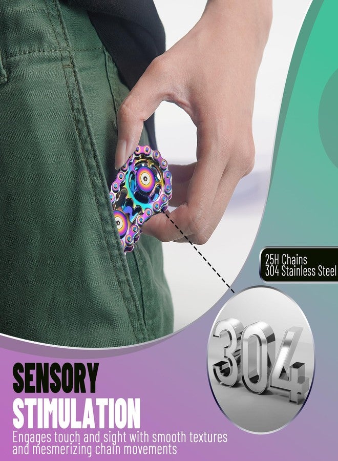 Chilvil Valentines Day Gifts for Teens Boys Metal Fidget Spinner Toys for Adults Figette Bike Chain Roller Cool Gadgets ADHD Anxiety Stress Relief Items Figet Desk Offices EDC Men Christmas Stocking Stuffers - Image 5